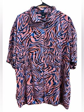 Quicksilver OG Waterman Camp Shirt Orange Camo Loose Mens XL Psychedelic Button